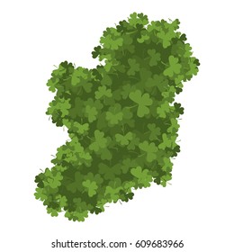 Ireland map of Clover. shamrock Irish land area