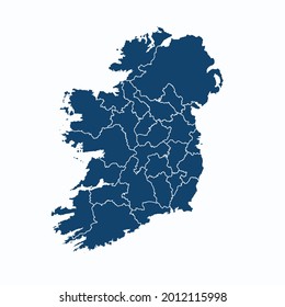 Mapa de Irlanda vector de color moderno. Mapa de silueta. sobre fondo blanco. 