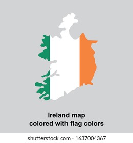 Ireland map colored with flag colors isolated vector illustration