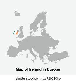Ireland map colored with flag colors in Europe isolated vector illustration