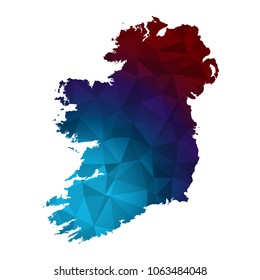 Ireland map - Colorful Polygonal map of Ireland rumpled triangular low poly style gradient graphic background , Vector illustration eps 10.