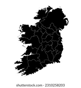 Ireland map with counties and Northern Ireland. Vector illustration.