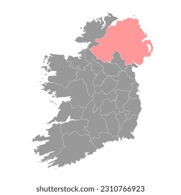 Ireland map with counties and Northern Ireland. Vector illustration.