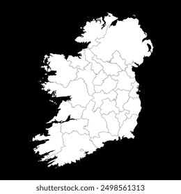 Ireland map with counties and Northern Ireland. Vector illustration.