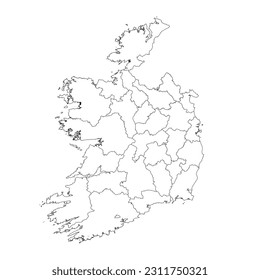 Mapa de Irlanda con los condados. Ilustración vectorial.