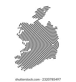 Ireland, map country from futuristic concentric black circles
