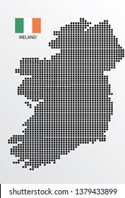 Ireland map design square with flag Ireland. 