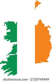  Irland Karte mit Irland Flagge