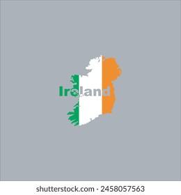 Mapa de Irlanda y diseño de color de la bandera sobre fondo gris