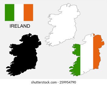 Ireland map and flag vector, Ireland map, Ireland flag