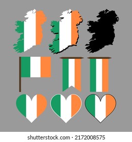 Ireland. Map and flag of Ireland. Vector illustration.