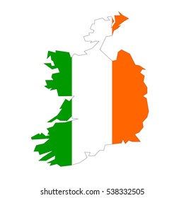 Ireland map and flag in white background