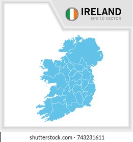 Ireland map and flag in white background