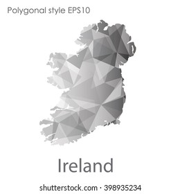 Ireland map in geometric polygonal style. Abstract triangle, modern design background