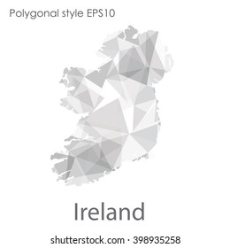 Ireland map in geometric polygonal style. Abstract triangle, modern design background