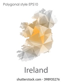 Ireland map in geometric polygonal style. Abstract triangle, modern design background