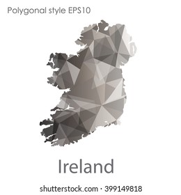 Ireland map in geometric polygonal style. Abstract triangle, modern design background