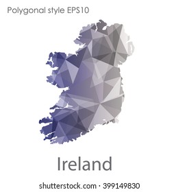 Ireland map in geometric polygonal style. Abstract triangle, modern design background