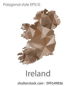 Ireland map in geometric polygonal style. Abstract triangle, modern design background