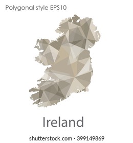 Ireland map in geometric polygonal style. Abstract triangle, modern design background