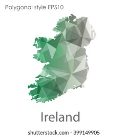 Ireland map in geometric polygonal style. Abstract triangle, modern design background