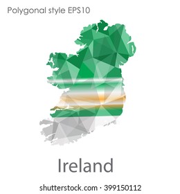 Ireland map in geometric polygonal style. Abstract triangle, modern design background
