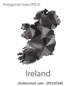 Ireland map in geometric polygonal style. Abstract triangle, modern design background