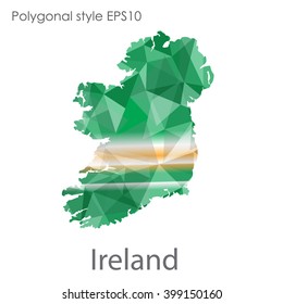 Ireland map in geometric polygonal style. Abstract triangle, modern design background