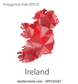 Ireland map in geometric polygonal style. Abstract triangle, modern design background