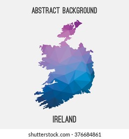 Ireland map in geometric polygonal style.Abstract tessellation,modern design background. Vector illustration EPS8