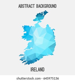 Ireland map in geometric polygonal,mosaic style in blue shades.Abstract tessellation,modern design background,low poly. Vector illustration.