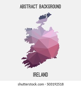 Ireland map in geometric polygonal,mosaic style.Abstract tessellation,modern design background,low poly. Vector illustration.