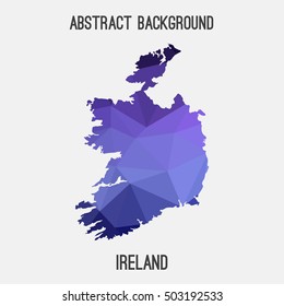 Ireland map in geometric polygonal,mosaic style.Abstract tessellation,modern design background,low poly. Vector illustration.