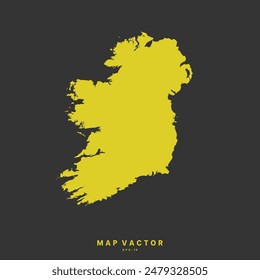 Mapa de Irlanda color amarillo dorado Alto Detallado sobre fondo gris. Ilustración vectorial de diseño Abstractas eps 10