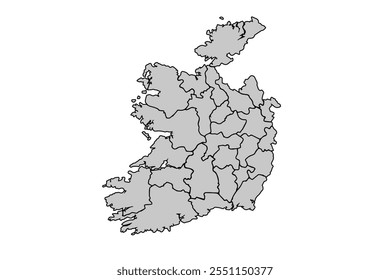 Mapa de vetor moderno cinza da Irlanda.