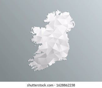 Ireland map gray in polygonal style on gradient background. isolated vector illustration eps 10.