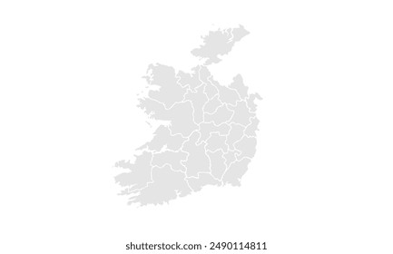 Ireland map Grayscale,isolated on white background for website layouts,background,education, precise,customizable,Travel worldwide,map silhouette backdrop,earth geography, political,reports.