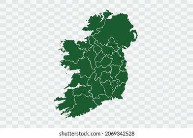 Ireland Map Green Color on Png Backgound
