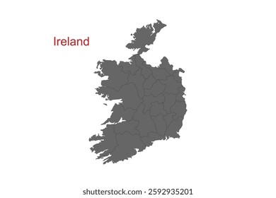 Ireland map. Map of Ireland in grey color