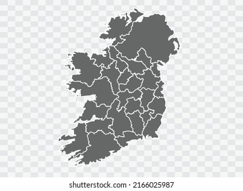 Ireland Map grey Color on Background png