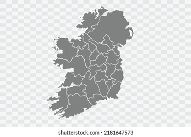 Ireland Map grey Color on White Background quality files Png