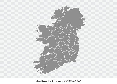 Ireland Map grey Color on White Background  Png