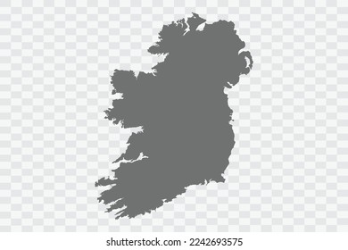 Ireland Map grey Color on White no demarcation line Background  Png