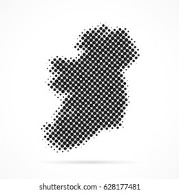Ireland map in halftone. Dotted illustration isolated on a white background.
Vector illustration.