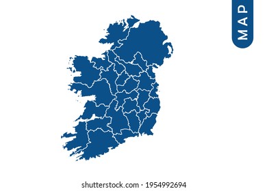 Irland Karte hoch detailliert auf weißem Hintergrund. Abstraktes Design, Vektorgrafik eps10