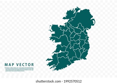 Ireland map High Detailed on white background. Abstract design vector illustration eps 10