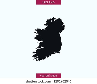 Ireland Map. High Detailed Silhouette Map In Soft Background - Vector.