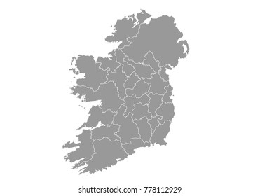 ireland map. High detailed vector map with counties/regions/states of ireland on white background. Vector illustration eps 10.