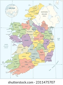 Ireland map - highly detailed vector illustration