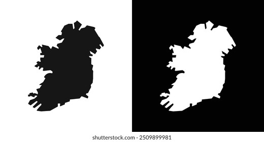 Ireland map icon Black line art vector logo set